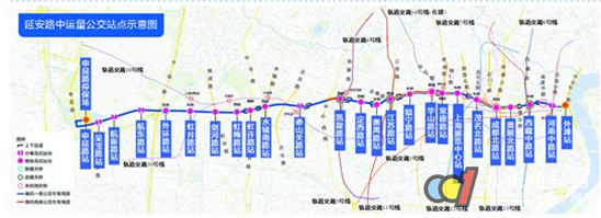 延安路中运量公交站点示意图图片