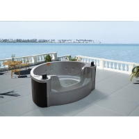 蒙娜麗莎衛浴2.18米扇形亞克力戶外spa浴缸帶鋼化玻璃