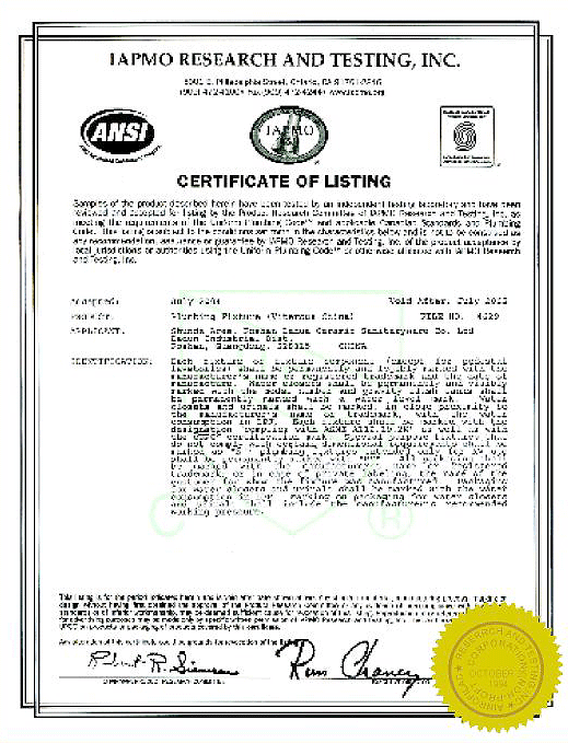 certificate of listing