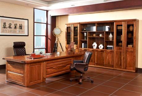 高端纯实木办公家具乌金木大班桌,时尚巴黎左