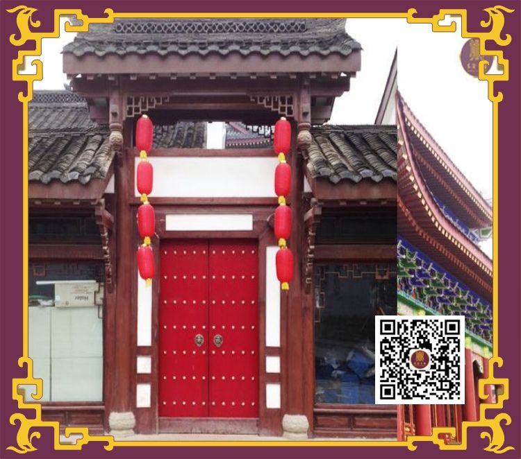 东渝古建筑大门铜炮钉对联门头