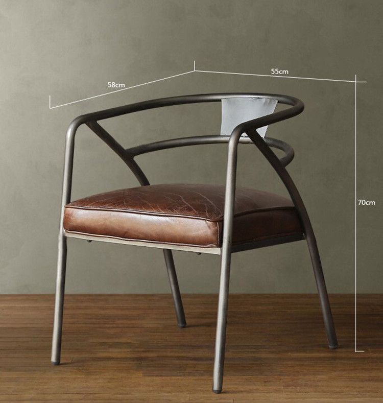 美式酒店客厅户外休闲皮垫椅子创意时尚靠背家用餐厅铁艺餐椅组合